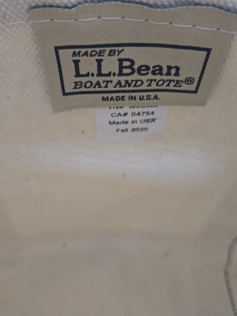 LL BEAN Boat And Tote Canvas Tote Bag with Navy Monogram - Picture 5 of 5